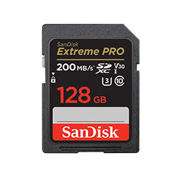 SanDisk Extreme PRO SDXC UHS‐I Card 128GB (4K UHD, Read Speeds Up to 200MB/s, Class 10, UHS-I, U3, V30