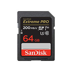 SanDisk Extreme PRO SDXC UHS‐I Card 64GB (4K UHD, Read Speeds Up to 200MB/s, Class 10, UHS-I, U3, V30